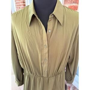 Cider Green Button-Front Tunic Dress - 22/24